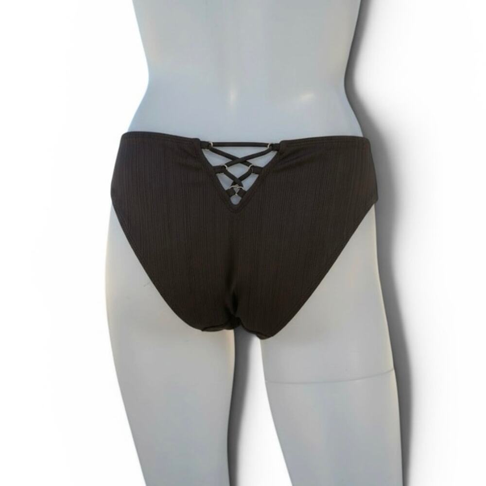 Xhilaration Black Bikini Bottoms with Lace Up Back Detail – Size Small